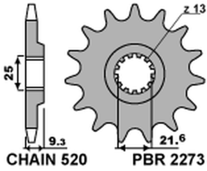Pignon PBR acier standard 2273 - 520 