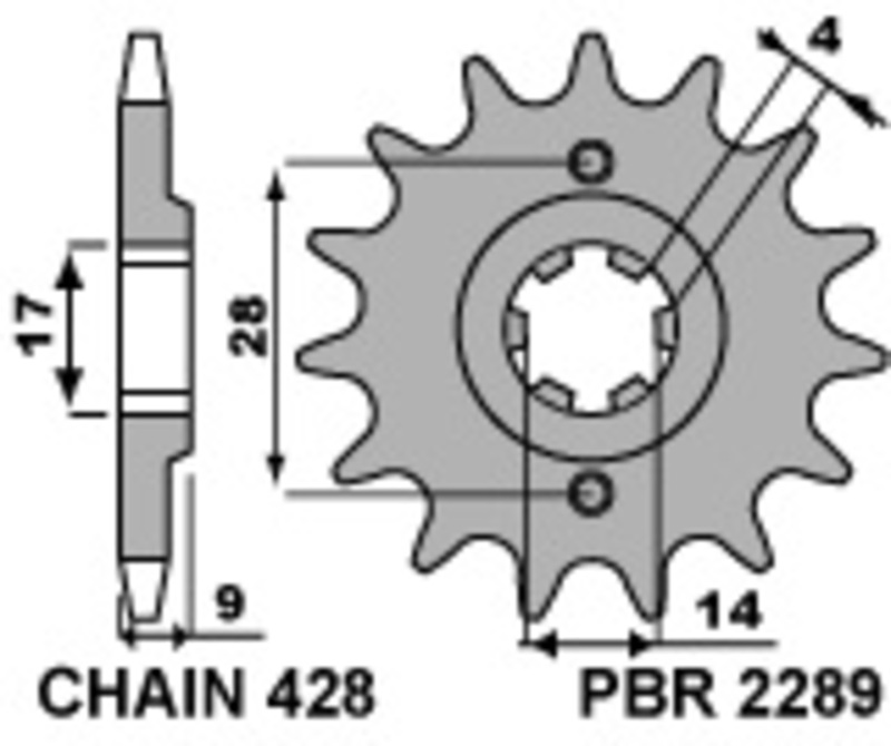 Pignon PBR acier standard 2289 - 428 