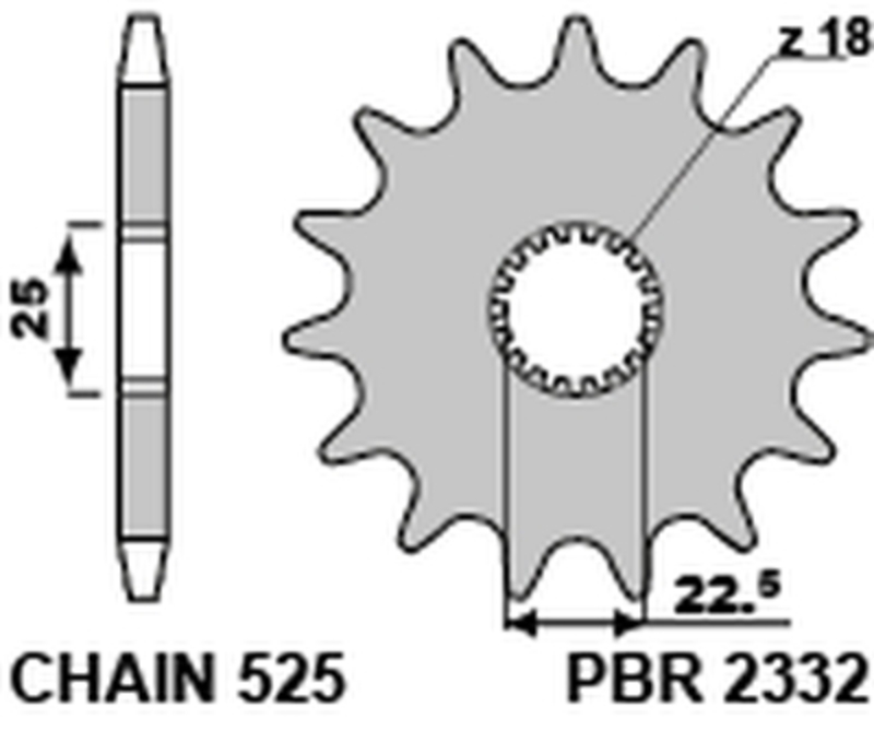 Pignon PBR acier standard 2332 - 525 