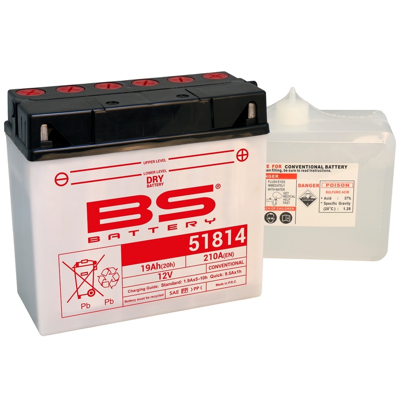 Batterie BS BATTERY conventionnelle avec pack acide - 51814 (12C16A-3B) 