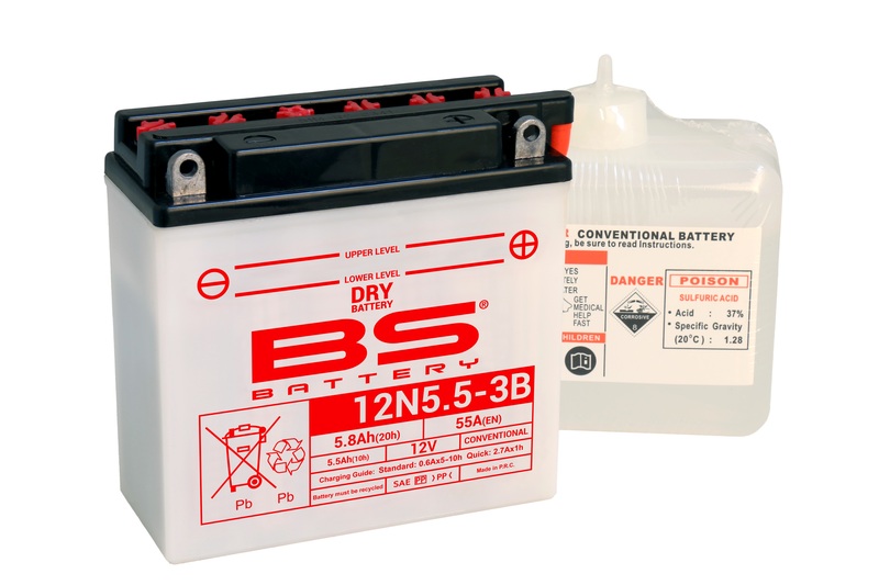 Batterie BS BATTERY conventionnelle avec pack acide - 12N5.5-3B 