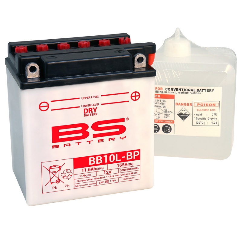 Batterie BS BATTERY Haute-performance avec pack acide - BB10L-BP 