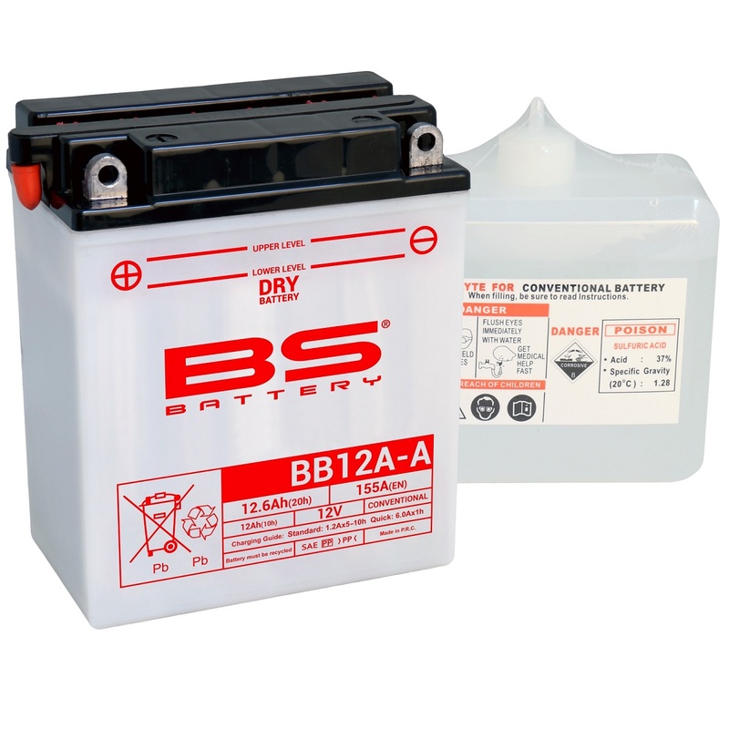 Batterie BS BATTERY Haute-performance avec pack acide - BB12A-A 