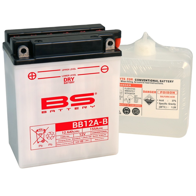 Batterie BS BATTERY Haute-performance avec pack acide - BB12A-B 