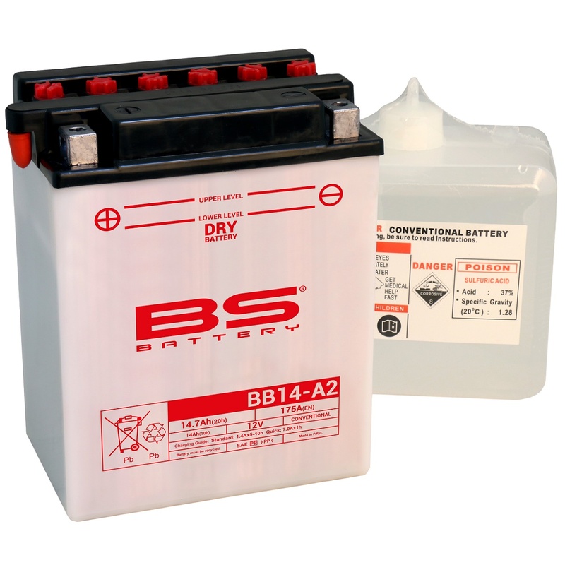 Batterie BS BATTERY Haute-performance avec pack acide - BB14A-A2 