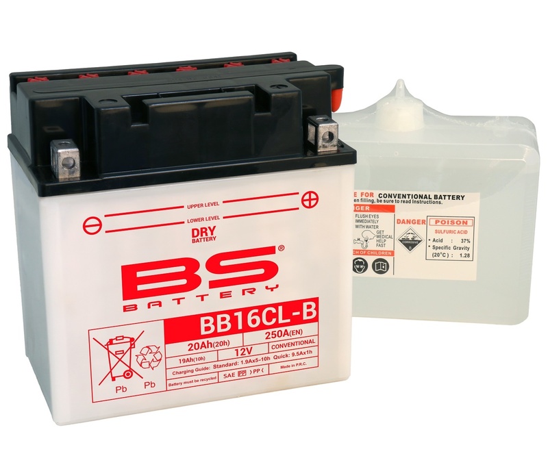 Batterie BS BATTERY Haute-performance avec pack acide - BB16CL-B 