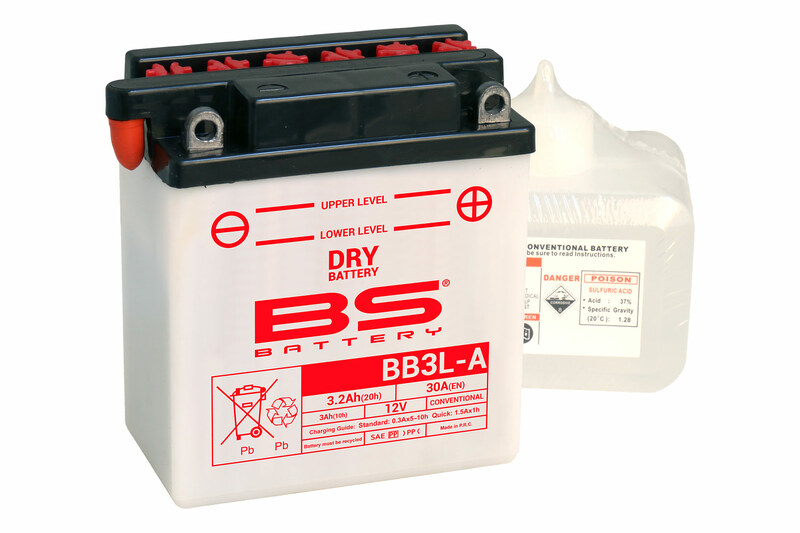 Batterie BS BATTERY Haute-performance avec pack acide - BB3L-A 