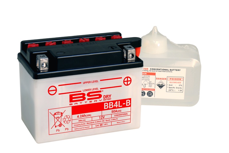 Batterie BS BATTERY Haute-performance avec pack acide - BB4L-B 