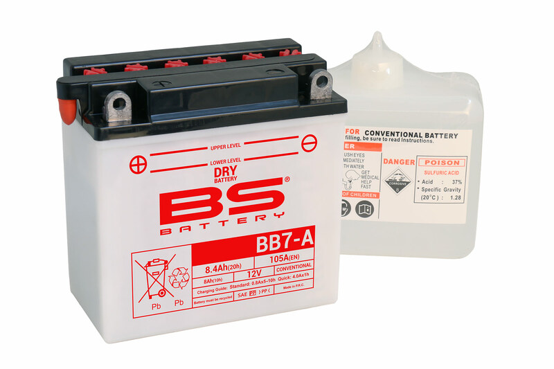 Batterie BS BATTERY Haute-performance avec pack acide - BB7-A 