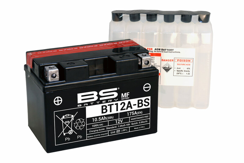 Batterie BS BATTERY sans entretien avec pack acide - BT12A-BS 