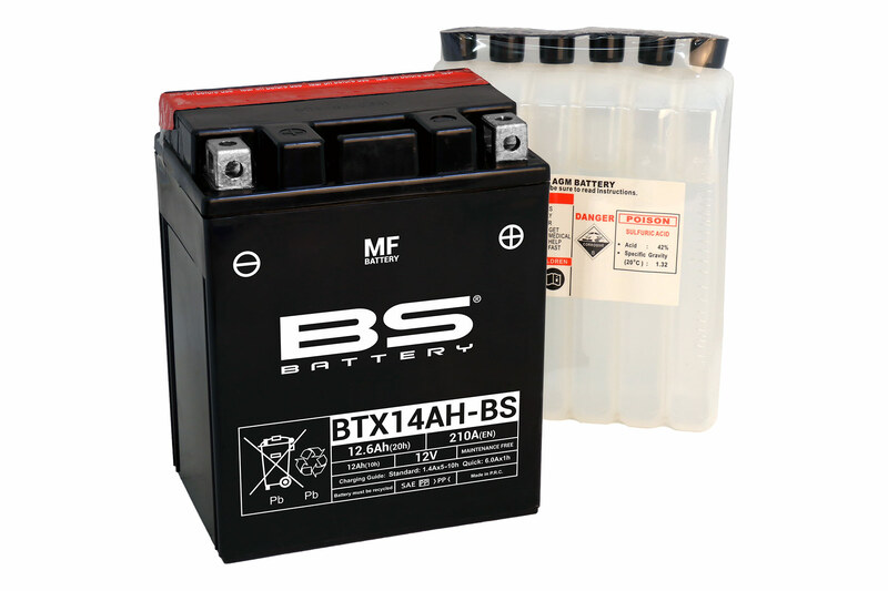 Batterie BS BATTERY sans entretien avec pack acide - BTX14AH-BS 