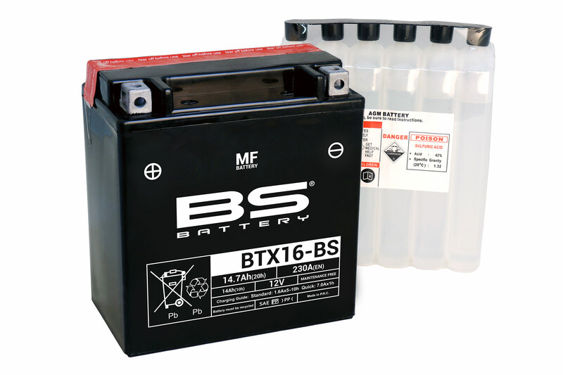 Batterie BS BATTERY sans entretien avec pack acide - BTX16-BS 