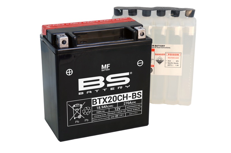 Batterie BS BATTERY sans entretien avec pack acide - BTX20CH-BS 