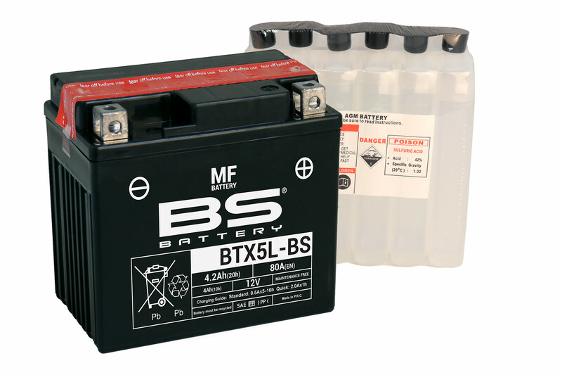 Batterie BS BATTERY sans entretien avec pack acide - BTX5L-BS 