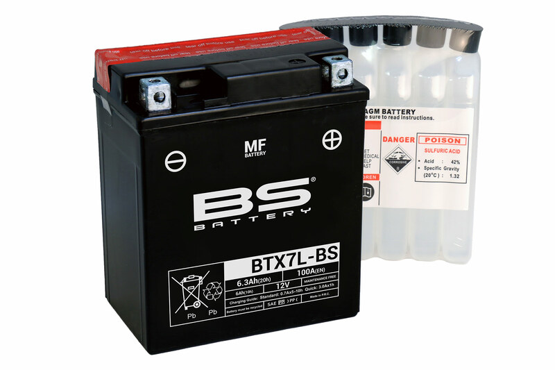 Batterie BS BATTERY sans entretien avec pack acide - BTX7L-BS 