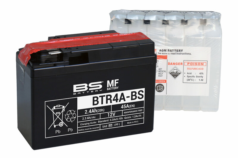 Batterie BS BATTERY sans entretien avec pack acide - BTR4A-BS 