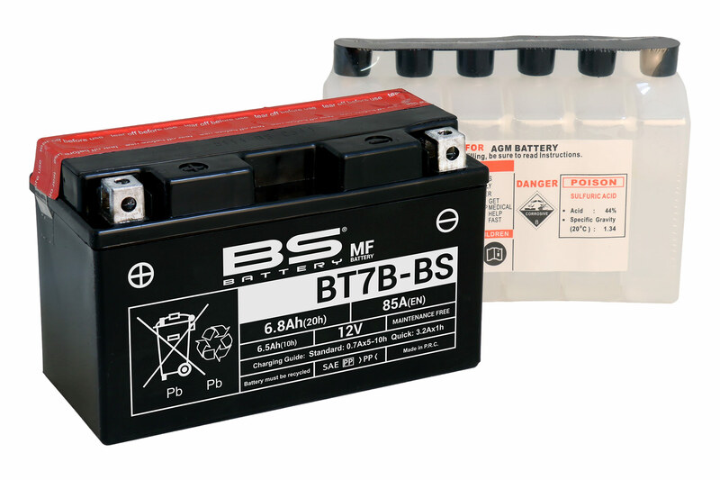 Batterie BS BATTERY sans entretien avec pack acide - BT7B-BS 