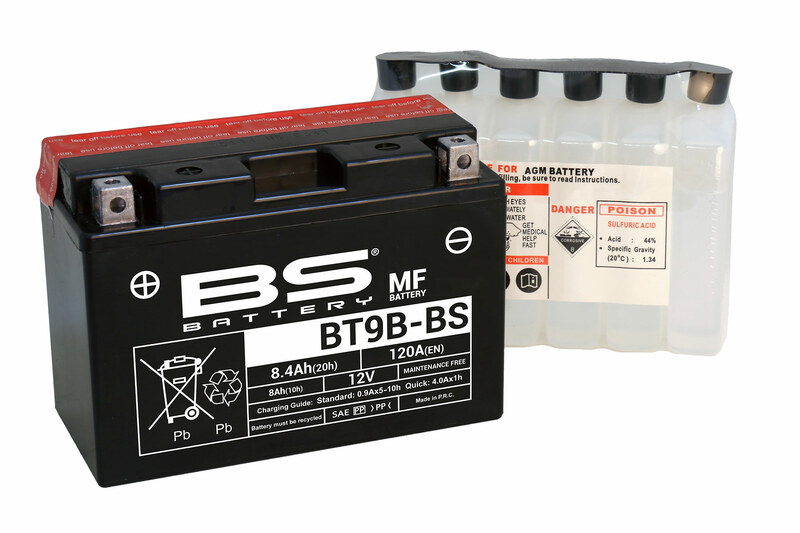 Batterie BS BATTERY sans entretien avec pack acide - BT9B-BS 