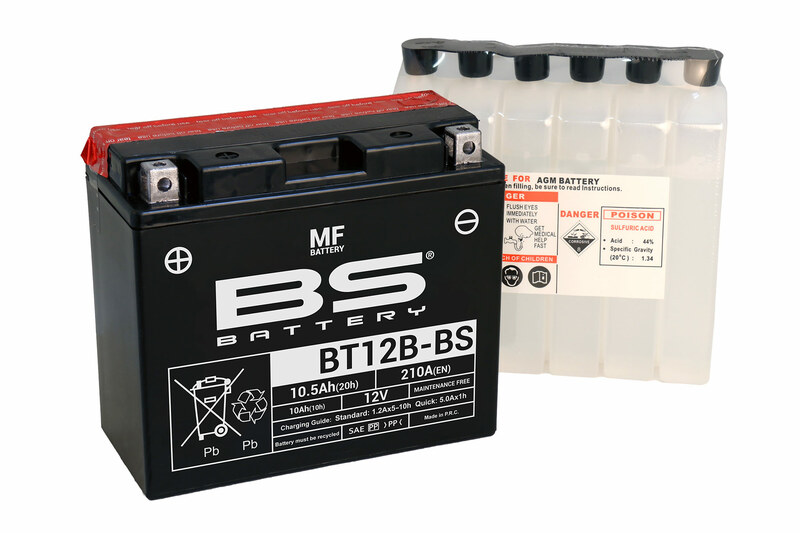 Batterie BS BATTERY sans entretien avec pack acide - BT12B-BS 