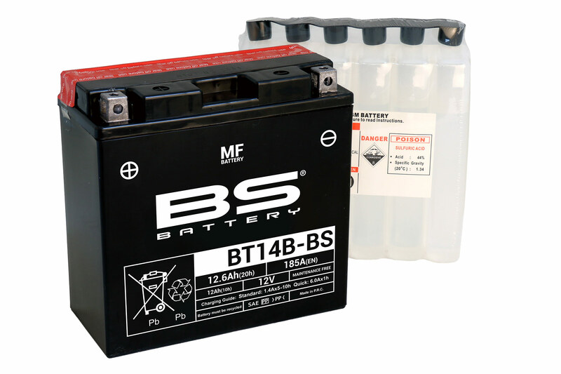 Batterie BS BATTERY sans entretien avec pack acide - BT14B-BS 