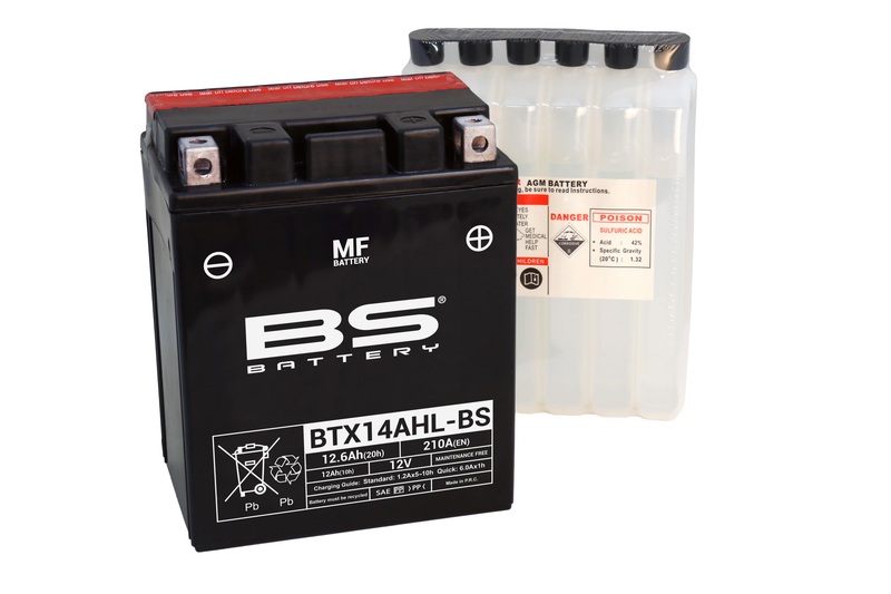 Batterie BS BATTERY sans entretien avec pack acide - BTX14AHL-BS 