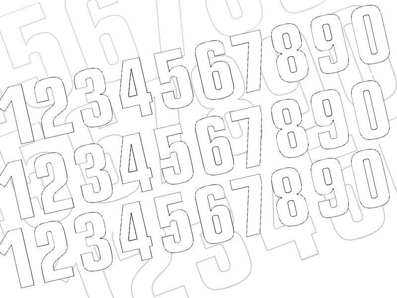 Numéro de course 9 BLACKBIRD 7x5,5cm blanc jeu de 3 