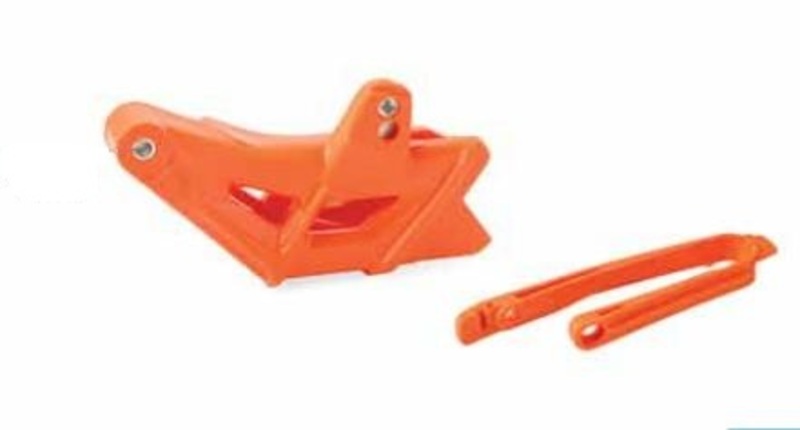 Kit guide chaîne + patin de bras oscillant POLISPORT orange KTM 