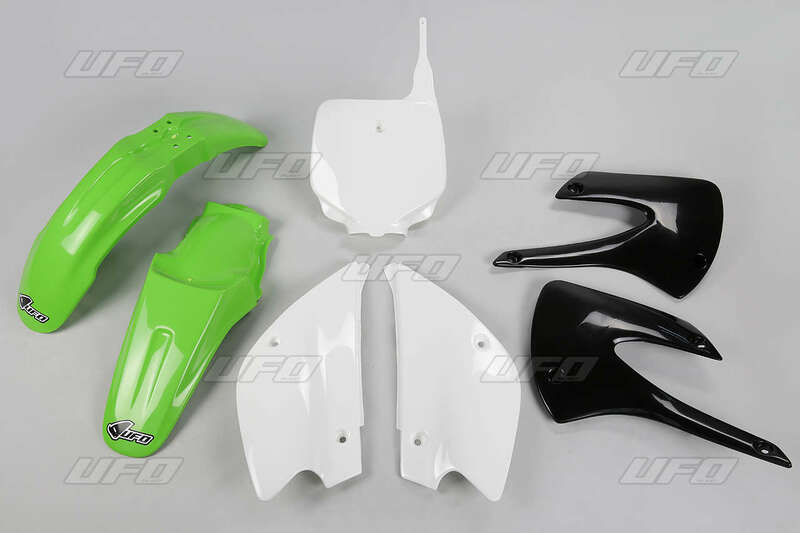 Kit plastique UFO couleur origine (2010) restylé vert/noir/blanc Kawasaki KX85 
