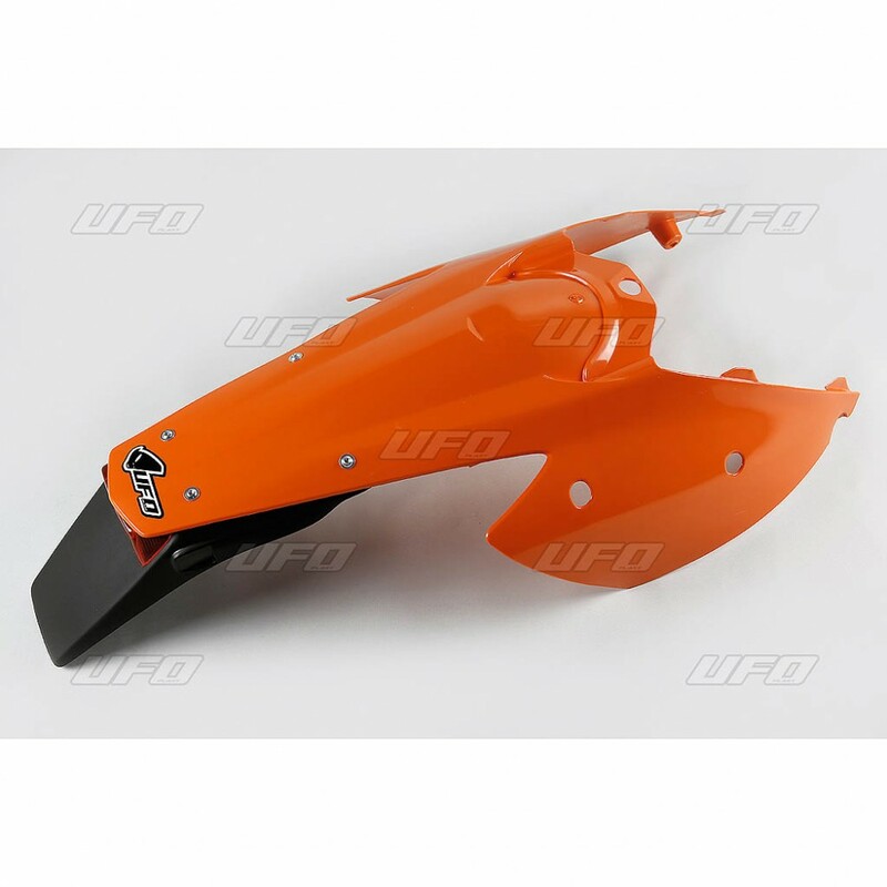 Garde-boue arrière + support de plaque avec feu UFO orange KTM EXC 