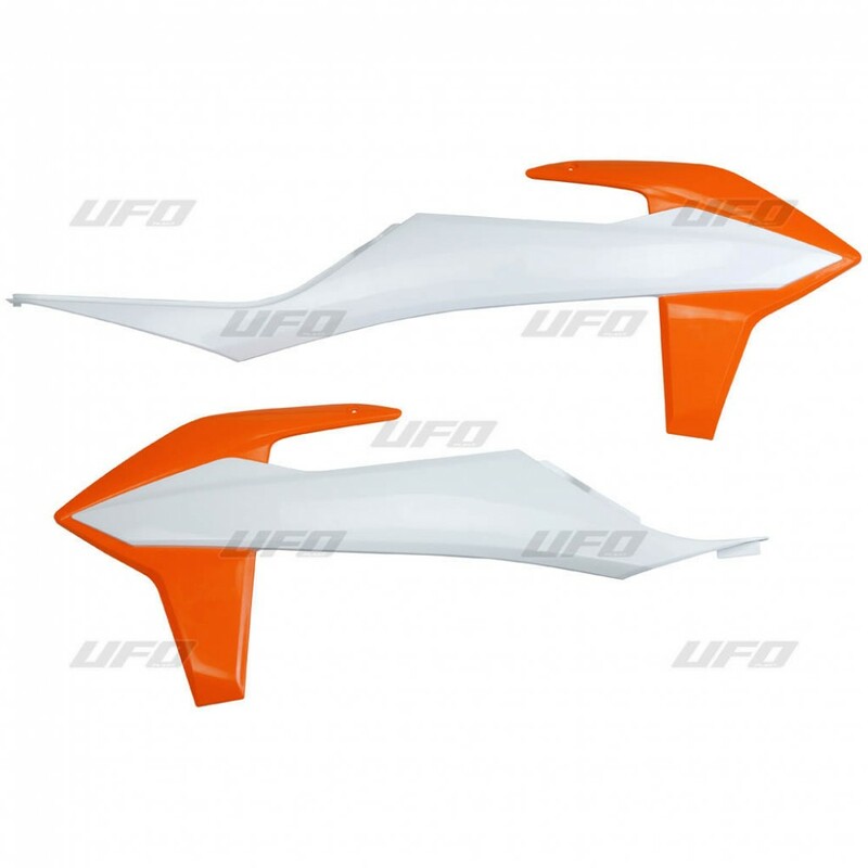 Ouies de radiateur UFO orange/blanc KTM EXC/SX/EXC-F/SX-F 