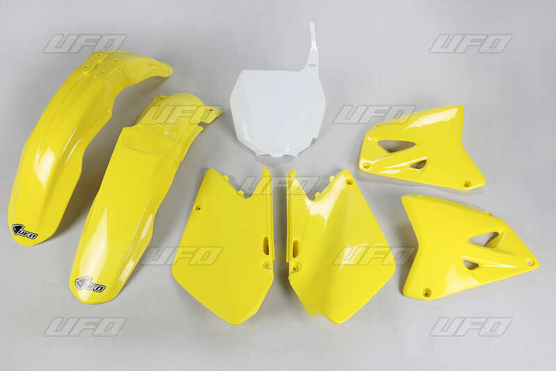 Kit plastique UFO couleur origine jaune/blanc Suzuki RM125/250 