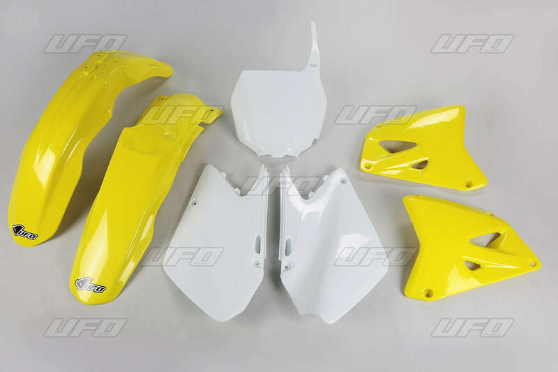 Kit plastique UFO couleur origine jaune/blanc Suzuki RM125/250 
