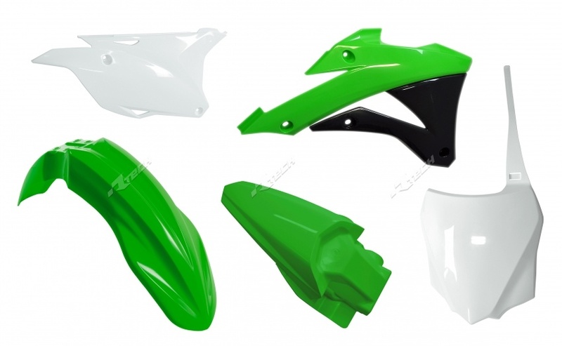 Kit plastique RACETECH couleur origine vert/blanc Kawasaki KX85 