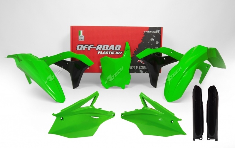 Kit plastique RACETECH vert fluo/noir Kawasaki KX250F 