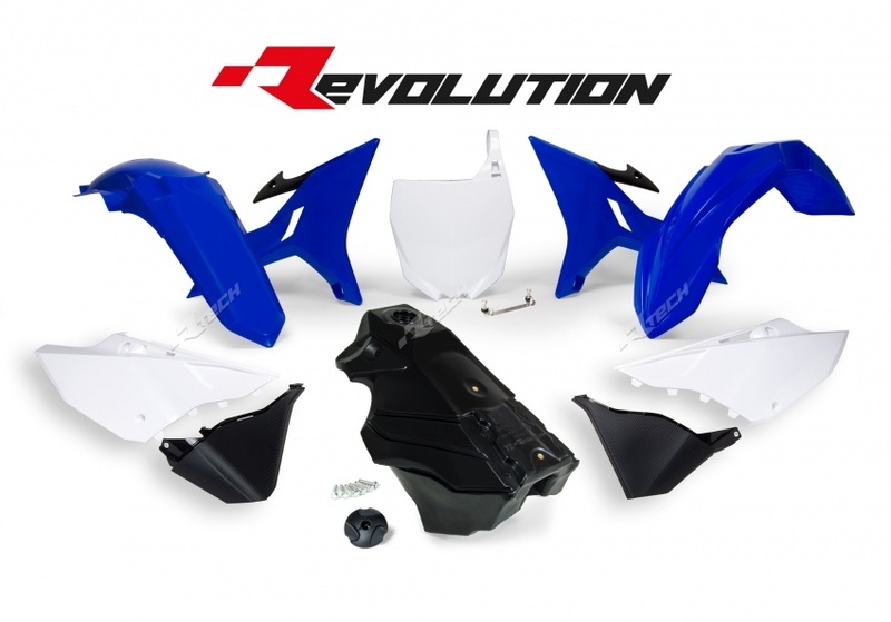 Kit plastique RACETECH Revolution + réservoir couleur origine bleu/blanc/noir Yamaha YZ125/250 
