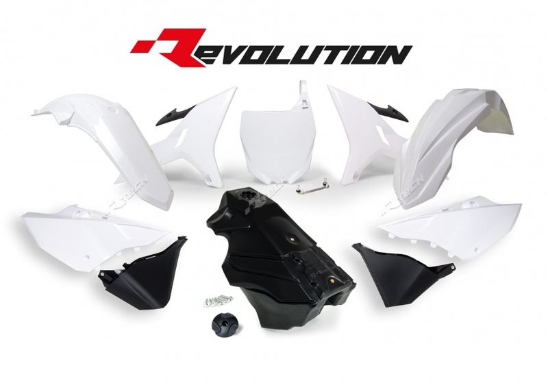 Kit plastique RACETECH Revolution + réservoir blanc/noir Yamaha YZ125/250 