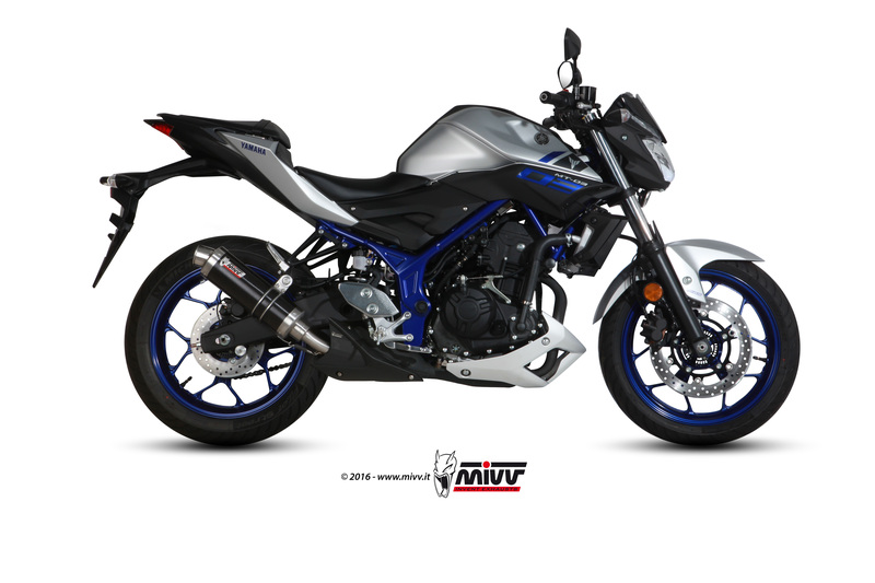Silencieux MIVV GP inox noir casquette carbone Yamaha MT-03 