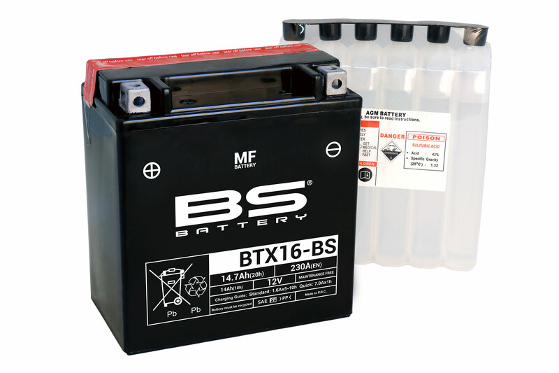 Batterie BS BATTERY sans entretien livrée avec pack acide - BTX16-BS-1 