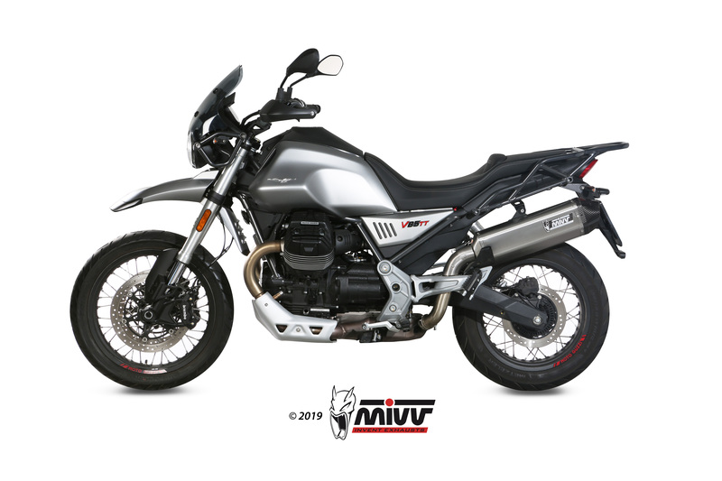Silencieux MIVV Speed Edge inox noir/casquette carbone Moto Guzzi V85TT 