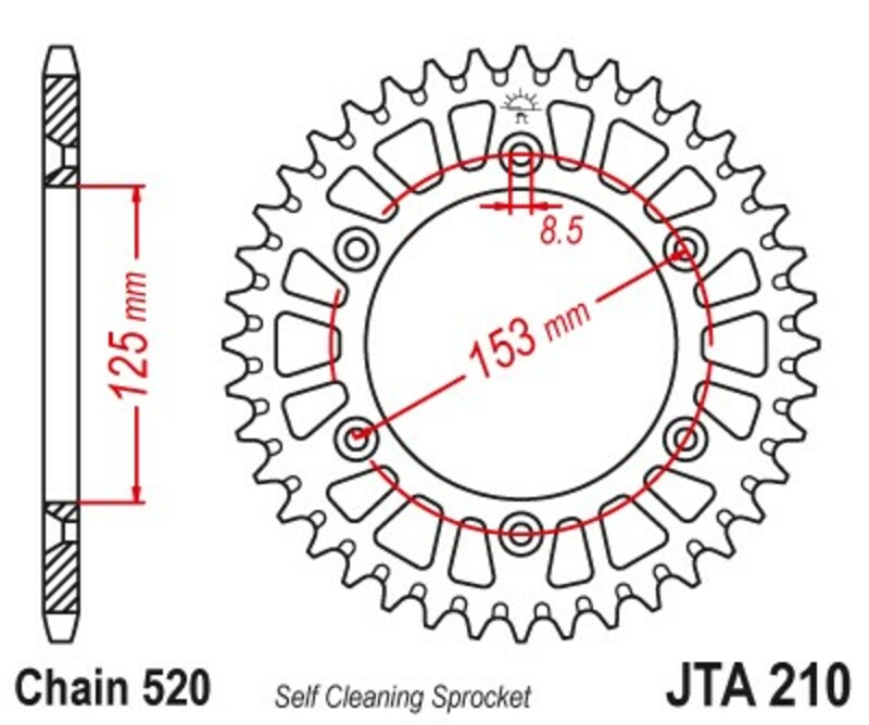 Couronne JT SPROCKETS aluminium ultra-light anti-boue 210 - 520 