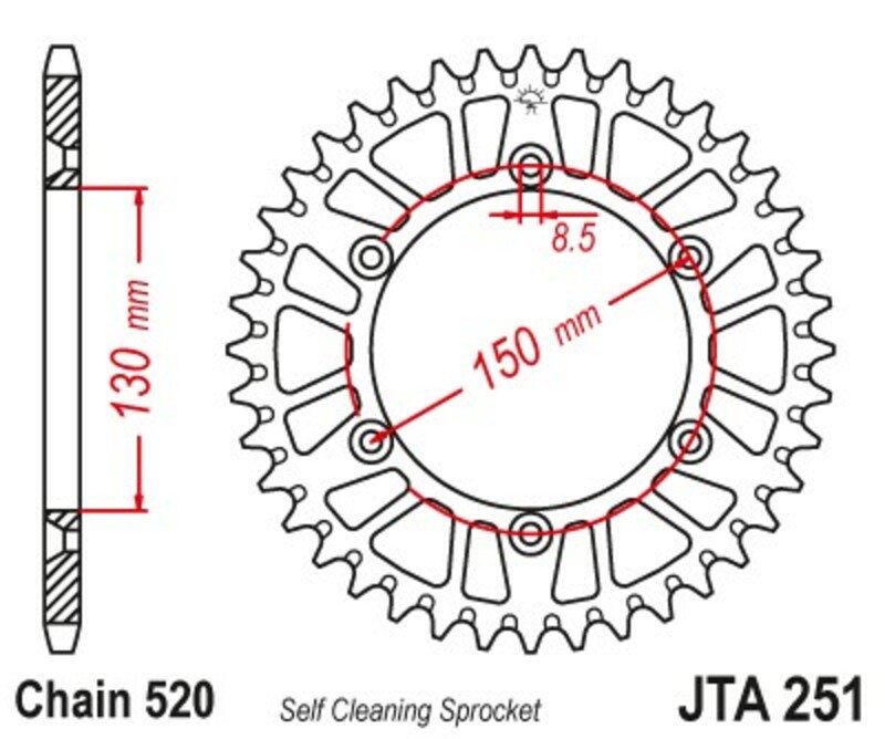 Couronne JT SPROCKETS aluminium ultra-light 251 - 520 