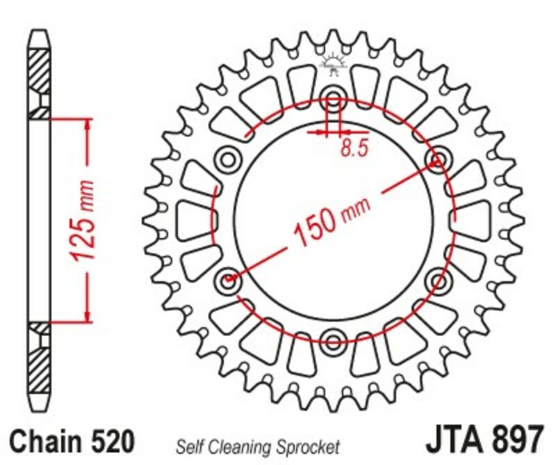 Couronne JT SPROCKETS Racelite aluminium noir 897 - 520 