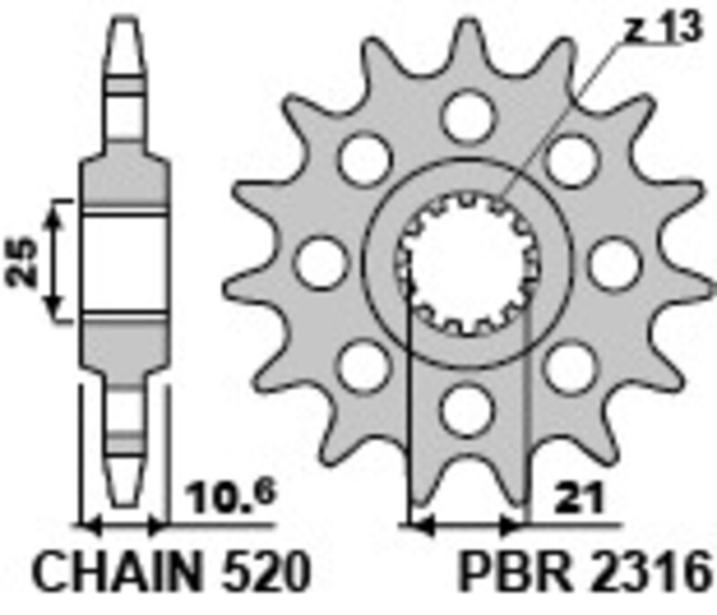 Pignon PBR acier standard 2316 - 520 