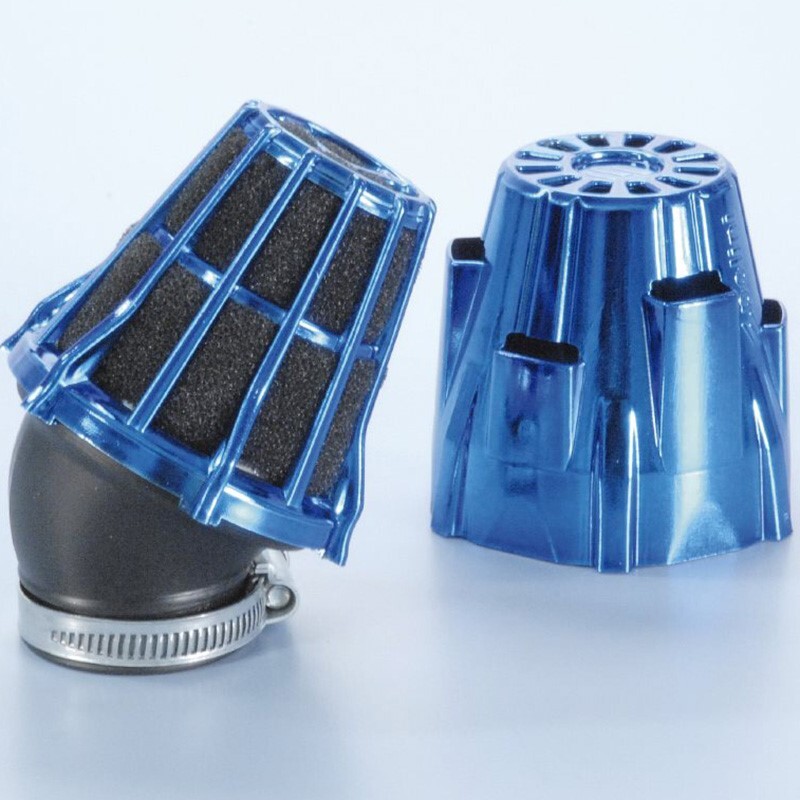 Filtre à air POLINI boîte à air 30° Ø42mm bleu chromé - 203.0115 