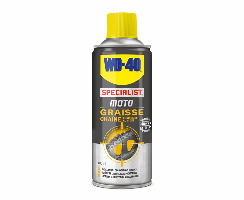 Graisse de chaîne WD-40 Specialist® Moto conditions humides - Spray 400 ml 
