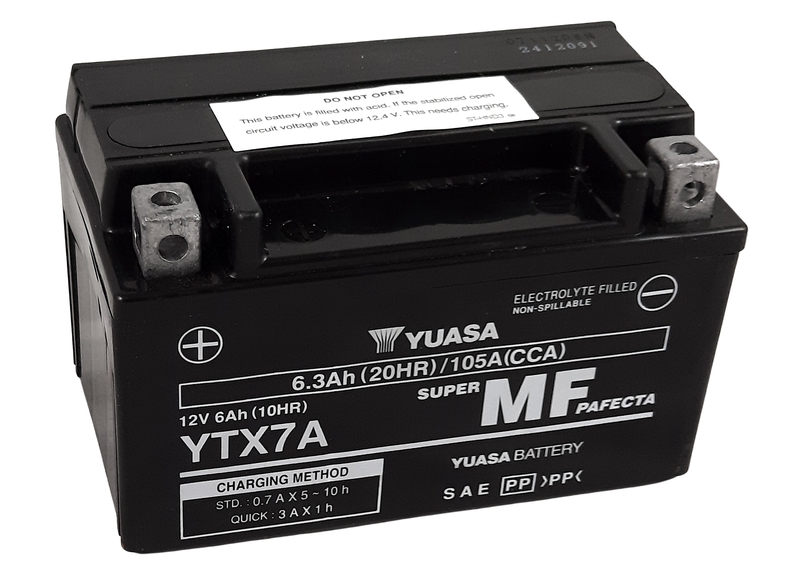 Batterie YUASA W/C sans entretien activée usine - YTX7A FA 