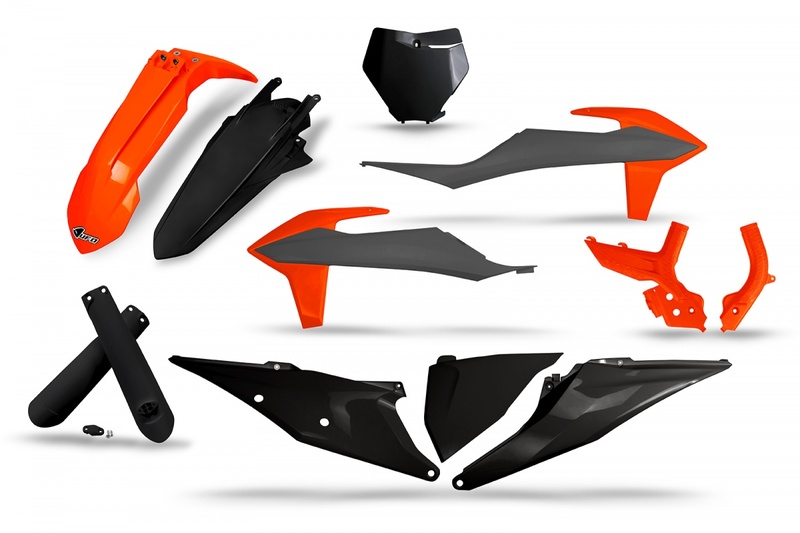 Kit plastiques UFO noir/gris/orange fluo - KTM