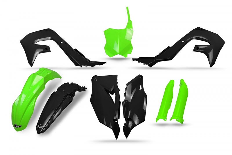 Kit plastiques UFO noir/vert fluo - Kawasaki 