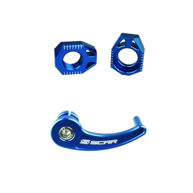 Kit tendeur de chaîne + tire-axe arrière SCAR bleu - Sherco 