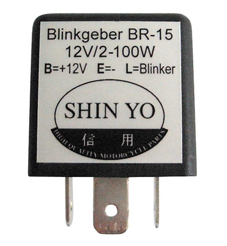Relais clignotant SHIN YO SY-02, 3 pôles, 12 VDC, 1-100 Watt 